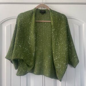 IMAN Olive Sequin Knit Sweater M/L